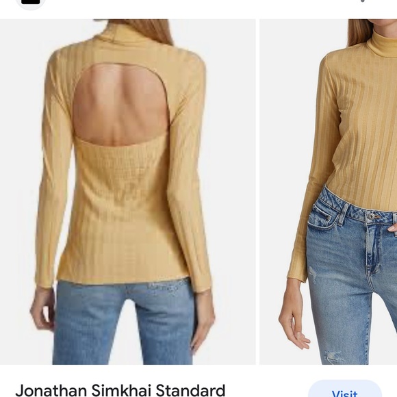 NWT JONATHAN SIMKHAI Janelle Ribbed Open Back Top in Honey Size x-Small - Picture 4 of 10